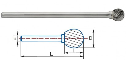 9238-9,6 typ 6 Technické frézy - rotary burrs - kulové