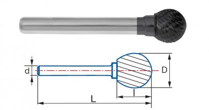 9258-6 typ 6 ALTIN Technické frézy - rotary burrs - kulové