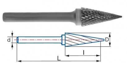 9255-6 typ 4 Technické frézy - rotary burrs - kuželové