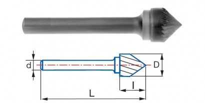 9256-12,7 S8 typ 6 Technické frézy - rotary burrs - kuželové