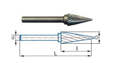 94010K10 Technické frézy - rotary burrs - kuželové