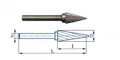 94108K10 Technické frézy - rotary burrs - kuželové