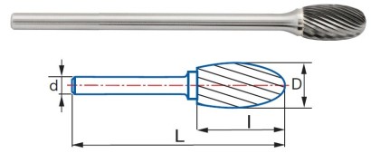 9237-12,7 typ 3 Technické frézy - rotary burrs - oválné