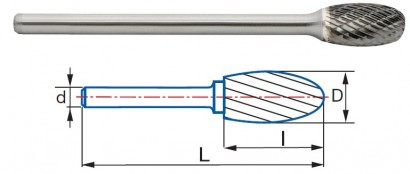 9237-12,7 typ 6 Technické frézy - rotary burrs - oválné