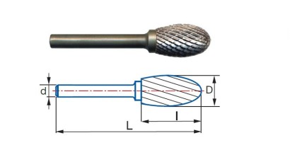 95116K10 Technické frézy - rotary burrs - oválné