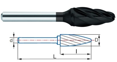 9268-9,6 typ 1 ALTIN Technické frézy-rotary burrs-stromeček