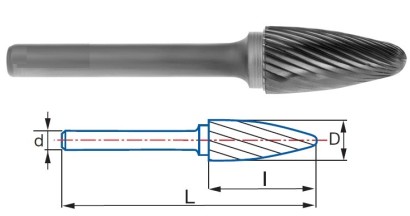 9268-6 typ 3 Technické frézy - rotary burrs - stromečkové