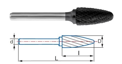 9268-12,7 typ 6 ALTIN Technické frézy-rotary burrs-stromeček