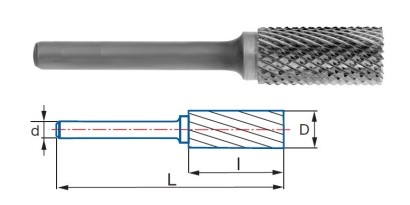 9260-9,6 typ 4 Technické frézy - rotary burrs - válcové