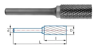 9250-8 typ 4 Technické frézy - rotary burrs - válcové