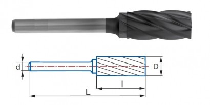 9250-12,7 typ 1 ALTIN Technické frézy-rotary burrs-válcové