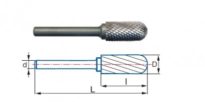 91110K10 Technické frézy - rotary burrs - válcové s rádiusem