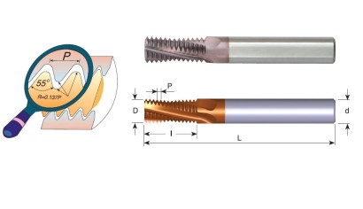 MT2020E4711W TK závitovací frézy GAS (BSP) 55° závity