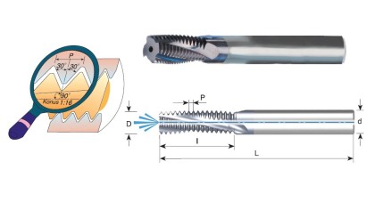 MTB16155D2214NPTF TK závitovací frézy NPTF 60° IK
