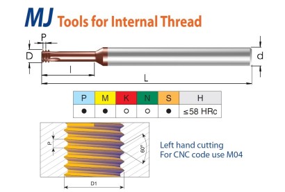 MTSH1211D302.0MJ TK závit.mikrofrézy 58HRc MJ 60° 2xD LEVÉ