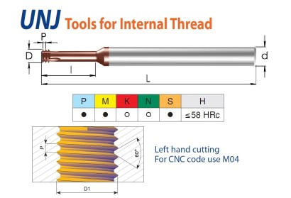 MTSH06033C1332UNJ TK závit.mikrofrézy 58HRc UNJ 60° 3xD LEVÉ