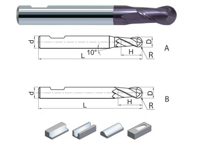 EPM-2B-R1.5-W Univerzální 2-břité kulové frézy do 55HRc - 30° WELDON
