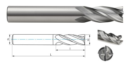 9401-10 UNI 4-břité frézy na ocel, litinu, měď