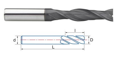 9424-14 L150 Univerzální dlouhé 2-břité frézy na ocel, litinu, nerez a hliník