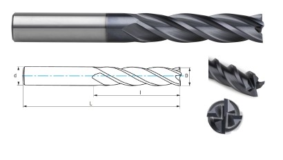 9410-16x100 CROMAX UNI 4-břité frézy na ocel, litinu, měď