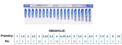 70933 Vrtáky HSSE 5%Co 135° DIN338W NA ZÁVĚSNÉ LIŠTĚ 100 CM