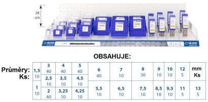 71642 Vrtáky HSSE 5%Co 135° h8 NA ZÁVĚSNÉ LIŠTĚ 100 CM