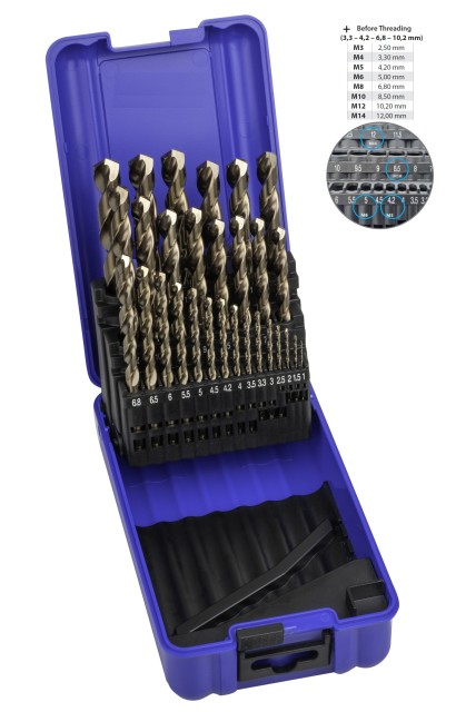 15073 Vrtáky HSSE 5%Co 135° v sadě 29 KS h8