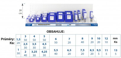 71057 Vrtáky HSS 130° pro vrtačky h8 NA ZÁVĚSNÉ LIŠTĚ 100 CM