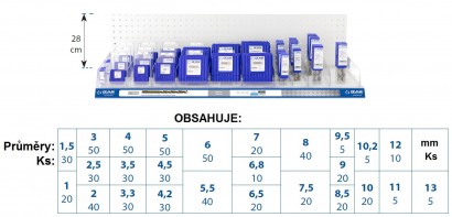 71390 Vrtáky HSS 130° pro vrtačky h8 NA ZÁVĚSNÉ LIŠTĚ 100 CM