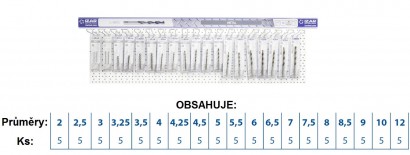 71045 Vrtáky HSS 130° pro vrtačky v sadě h8 NA LIŠTĚ