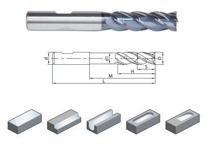UMC-4E-D8.0-W Výkonné 4-břité frézy, 38/40°-HSC/HPC-WELDON