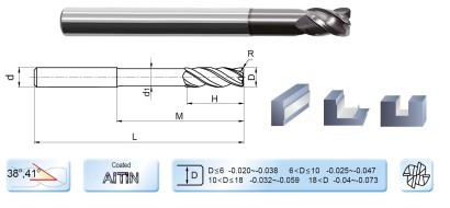 UM-4RFP-D16.0R2.0 Výkonné rádius 4-břité frézy38/41°-HSC/HPC