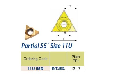 11U55DBMA Závitovací destičky - částečný profil 55°