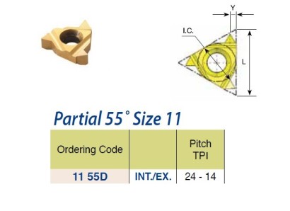1155DBMA Závitovací destičky - částečný profil 55°