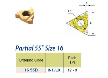 1655DBMA Závitovací destičky - částečný profil 55°