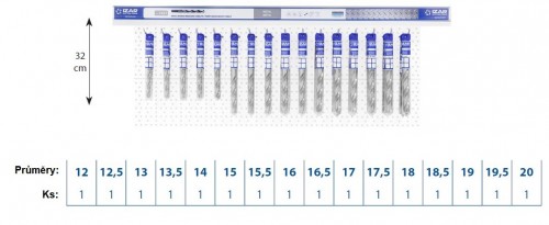 1027 SADA VRTÁKŮ HSSE 5%Co 135° NA ZÁVĚSNÉ LIŠTĚ 100 cm- pro ruční vrtačky - h8, broušené DIN338N - 16KS