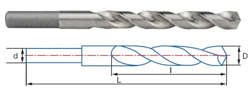 1027 SADA VRTÁKŮ HSSE 5%Co 135° NA ZÁVĚSNÉ LIŠTĚ 100 cm- pro ruční vrtačky - h8, broušené DIN338N - 16KS