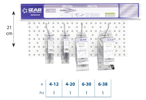 1612 - SADA STUPŇOVITÝCH VRTÁKŮ  HSS 118° NA ZÁVĚSNÉ LIŠTĚ 33 cm 4KS