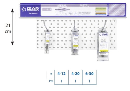 1617 - SADA STUPŇOVITÝCH VRTÁKŮ HSSE 5% Co NA NEREZ 118° NA ZÁVĚSNÉ LIŠTĚ 33 cm 3KS