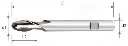 2-BŘITÉ DLOUHÉ FRÉZY HSS M42 DIN 327 N - KULOVÉ 30°