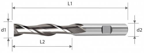 2-BŘITÉ DLOUHÉ FRÉZY HSS M42 DIN 844K - ROVNÉ 30°