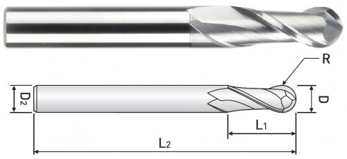 2-BŘITÉ FRÉZY DO 55 HRC-KULOVÉ - NEREZ!!!