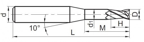 2-BŘITÉ FRÉZY NA OBRÁBĚNÍ MĚDI A SLITINY MĚDI, 35° KMG309