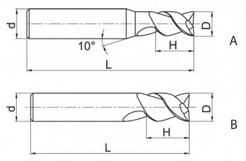 2-BŘITÉ FRÉZY, PRO OBRÁBĚNÍ HLINÍKU A PLASTU, 55° YK30F