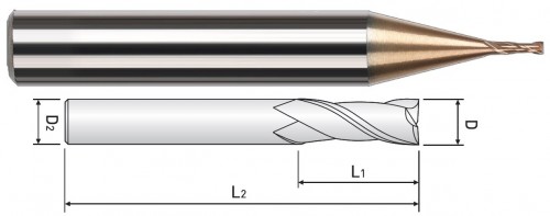 2-BŘITÉ FRÉZY SE STOPKOU 4MM PRŮMĚRY PO 0,1 MM!!! DO 55 HRC