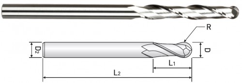 2-BŘITÉ KULOVÉ FRÉZY DLOUHÉ