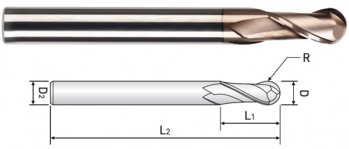 2-BŘITÉ KULOVÉ FRÉZY DO 55 HRC