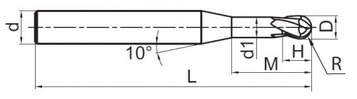 2-BŘITÉ KULOVÉ FRÉZY NA OBRÁBĚNÍ MĚDI, HLINÍKU A SLITINY MĚDI, 35° KMG309