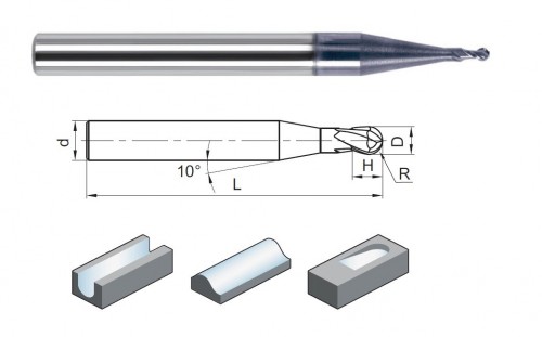 2-BŘITÉ KULOVÉ TVRDOKOVOVÉ MIKROFRÉZY DO 50HRC
