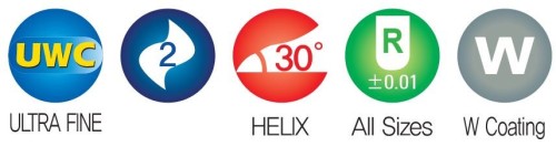 2-BŘITÉ KUŽELOVÉ KULOVÉ FRÉZY S KULOVOU ŠPIČKOU DO 45 HRC